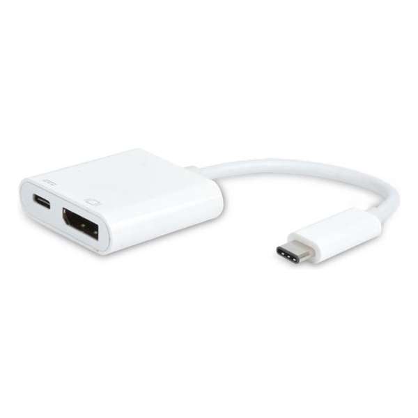 NÖRDIC USBC-N1179, USB-C hub naar DisplayPort 1.2 4K, USB-C Power Delivery 60W, Wit