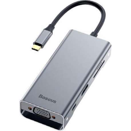 USB-C naar 3XUSB3.0 / 1X HDMI (4K) / 1X USB-C Female / 1X VGA / 1X TF/SD Adapter voor Apple Macbook Thunderbolt 3