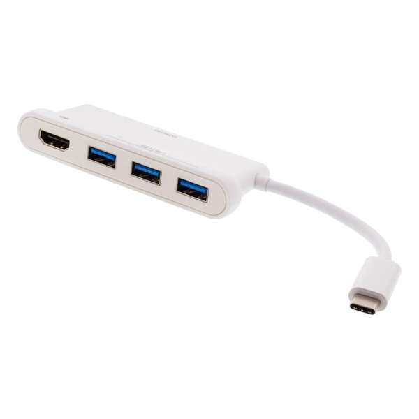 DELTACO USBC-HUB102 USB-C naar 4K UHD 60Hz HDMI en 3 x USB 3.1 Gen.1 Hub adapter wit