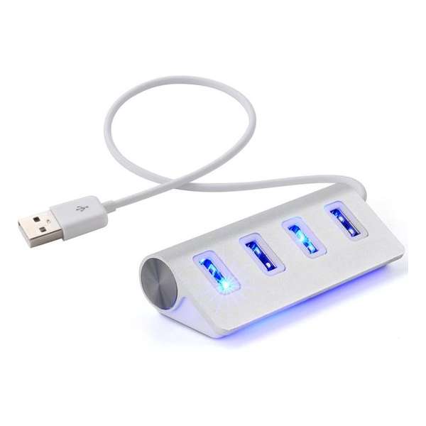 4 Poorts USB Hub / Switch / Splitter / Verdeler - Windows Laptop PC Apple Powered Met LED Verlichting