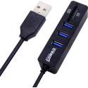 DrPhone 3 Poorten USB 2.0 Combo Hub USB 3.1 poorten met SD / TF Kaartlezer - Zwart