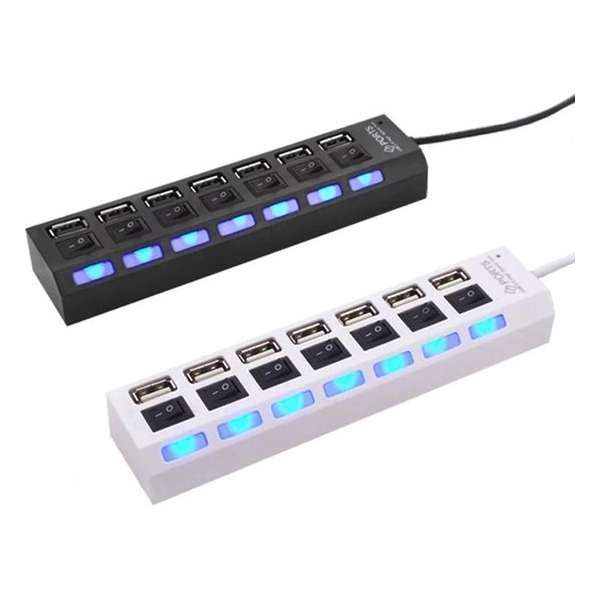 LOUZIR USB stekker verlengsnoer 7 x poort usb 2.0 wit hub