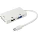 TrendParts 3 in 1 Mini DisplayPort male naar HDMI + VGA + DVI female Adapter Converter WIT voor o.a. Macbook | 8cm