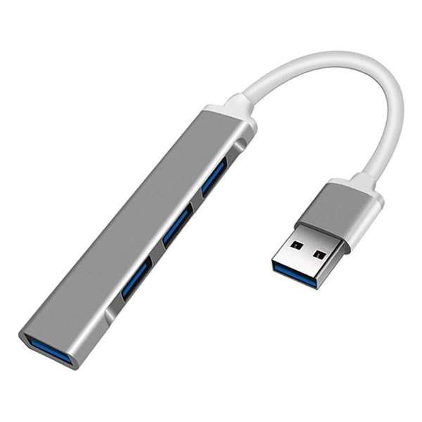 DrPhone ONVIA2 - Mini Aluminium USB 3.0 + 2.0 HUB – Adapter - 4 Poorten Dock - Extra USB Poort Aansluitingen -  USB 3.0 – Zilver