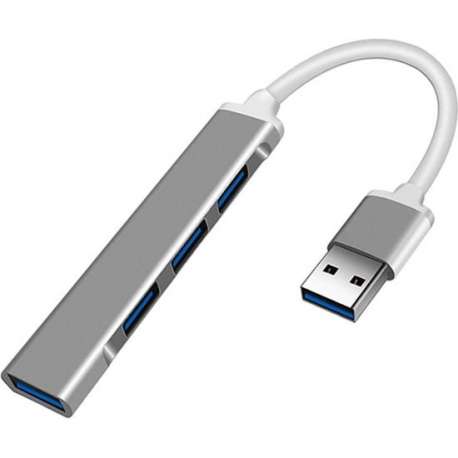 DrPhone ONVIA2 - Mini Aluminium USB 3.0 + 2.0 HUB – Adapter - 4 Poorten Dock - Extra USB Poort Aansluitingen -  USB 3.0 – Zilver