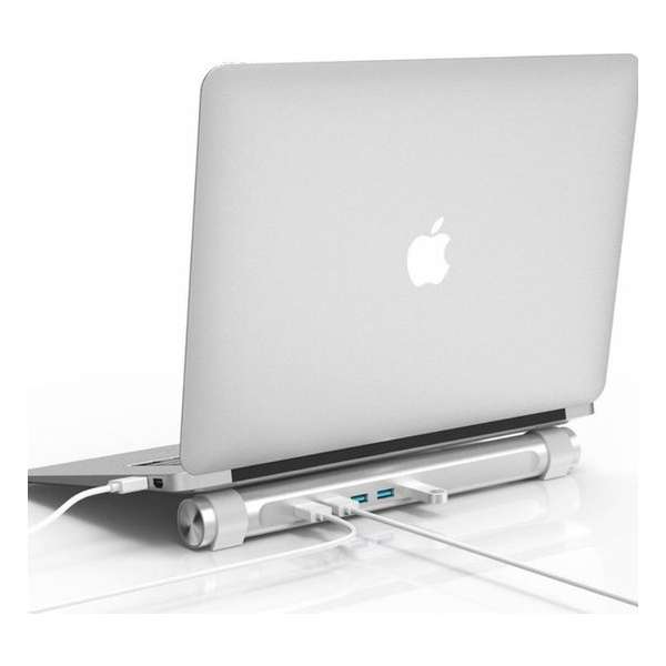 4 Poort USB 3.0 Hub met houder - Mac Book - zilver