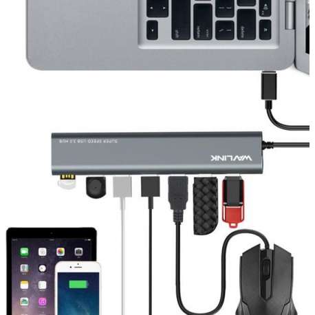 SuperSpeed USB-C naar 7-poort USB 3.0 Aluminium Hub - Space Gray