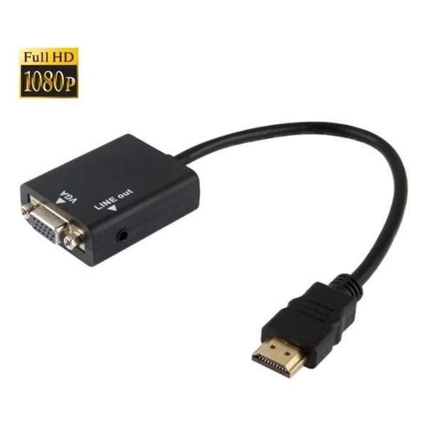 Snelle Full HD Displayport male naar HDMI female Adapter Kabel | Zwart / Black 20cm