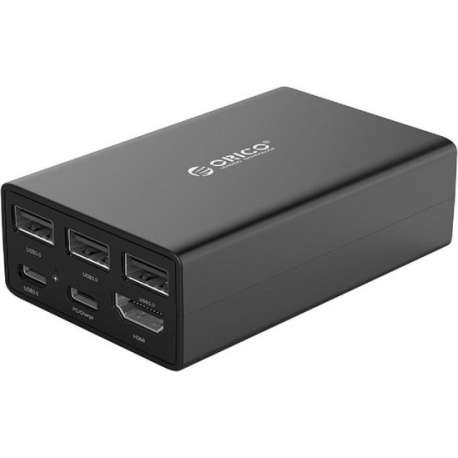 Orico USB-C 40W stroomadapter / docking station met USB-C Power Delivery, 4K HDMI en USB 3.0 - Zwart