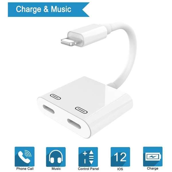 NÖRDIC LGN-102 USB-C adapter naar 2x USB-C Lightning, 10 cm, Wit