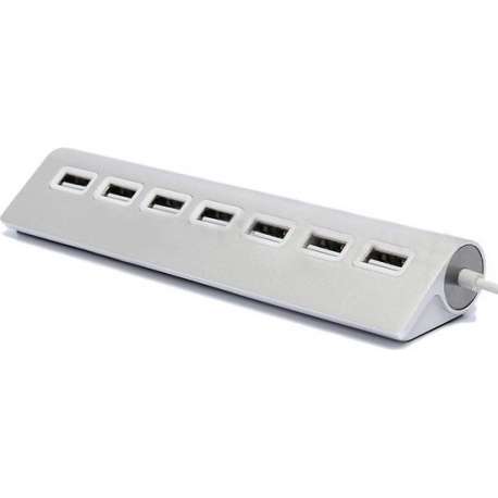 DrPhone - USB 3.1 Type C naar USB 2.0 - 7 Poort USB Data Lader en Transfer HUB Adapter Aluminum Chrome Zilver - Geschikt