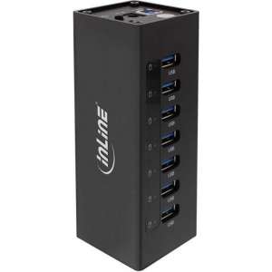 InLine USB hub met 7 poorten - USB3.0 - externe 12V voeding / zwart - 1 meter