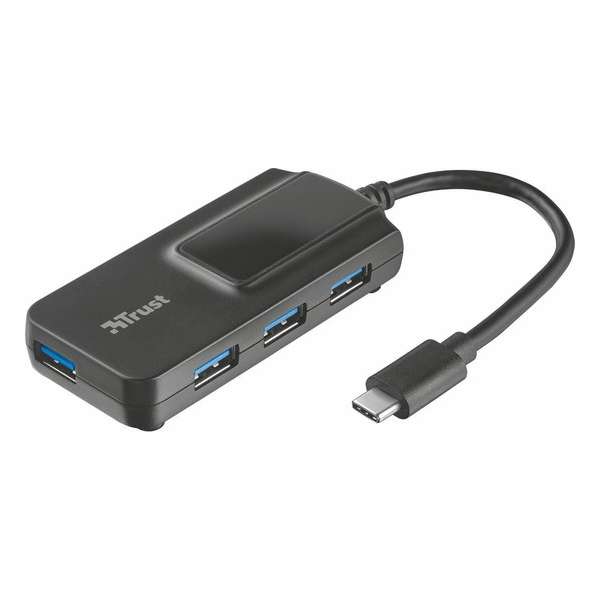 Trust Oila - USB Type C naar 4 Poorts standaard USB 3.1 Hub - Zwart