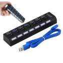 DrPhone Super Speed 7 Ports 2.0 USB hub Multi oplaadadapter met aan/uit knop en led verlichting Inclusief Garantie!