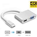 2in1 Type-C naar HDMI VGA-adapter Laptop PC Converter | Wit