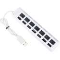 USB hub | 7 poorten | USB 2.0 | Plug & play | Aan/uit schakelaar | Wit