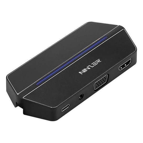 Ninzer® 8-in-1 USB C, Type C Dock naar VGA, HDMI, Micro SD, SD, USB 3.0