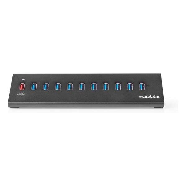 USB-Hub  11-Poorts  USB 3.0 Powered  QC3.0 Charge Port  5 Gbps  Aluminium