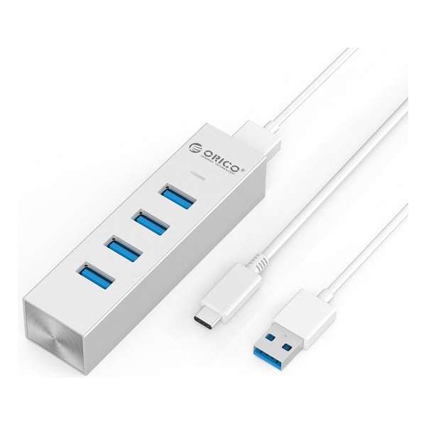 Orico - Aluminium 4 poort USB3.0 Type C Hub, uitbreiding voor Mobiel, Laptop, Desktop, compatible met USB Type C