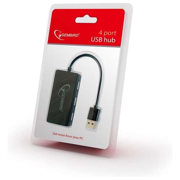 Gembird USB hub met 4 poorten - USB2.0 - busgevoed / zwart - 0,15 meter