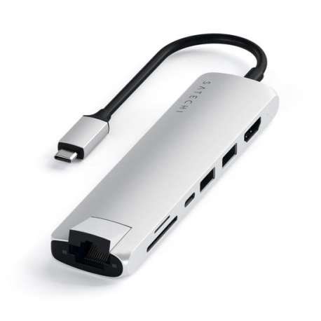 Satechi Type-C Slim Multiport Ethernet Adapter - Hub - Silver