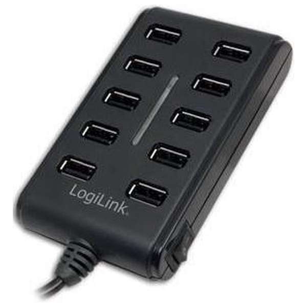 LogiLink USB2.0 10-Port USB2 Hub, Zwart