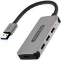 Sitecom CN-388 USB-C Hub 4 Port - USB naar 4x USB-C Hub - Grijs