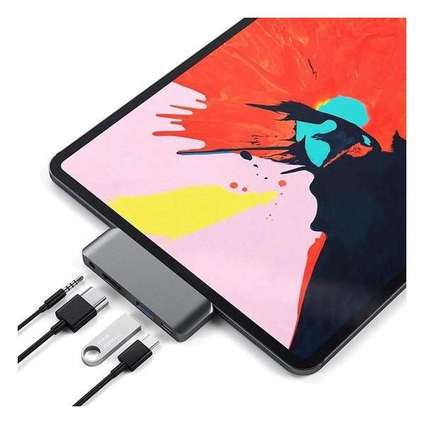 DrPhone Pro Hub - Mobiele USB-C Hub met 4K HDMI,  3.5mm Aux Female Hoofdtelefoon Jack + USB 3.0 - iPad Pro / Surface Tablet