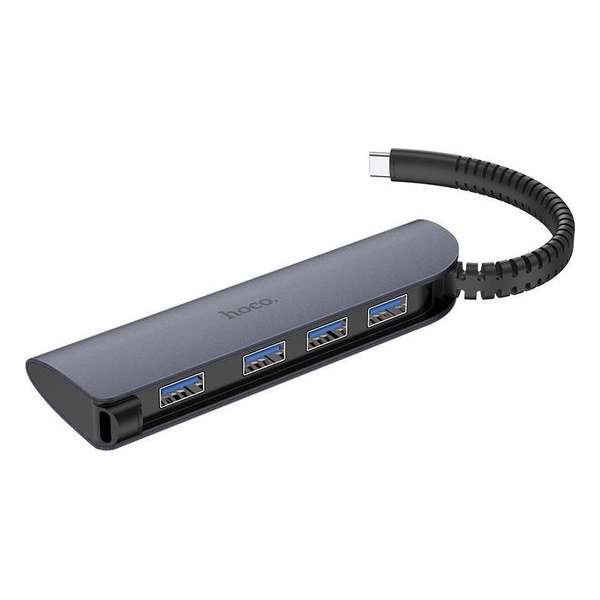 HOCO HB12 Victory - USB-C 4-Poort Hub - USB-C naar 4-poort USB 3.0 Hub - Grijs