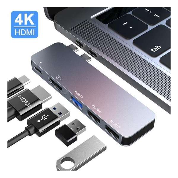 MacBook USB-C Adapter Hub 5 in 1 | HDMI / USB-C Data & Power Delivery / USB-A 2.0 & 3.0