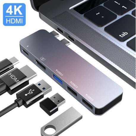 MacBook USB-C Adapter Hub 5 in 1 | HDMI / USB-C Data & Power Delivery / USB-A 2.0 & 3.0