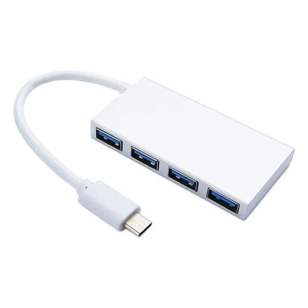 Maxxions USB C naar USB A Adapter Hub - USB Type C 3.1 Hub met 4x USB 3.0 poort - Aluminium - Zilver