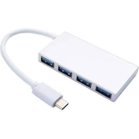 Maxxions USB C naar USB A Adapter Hub - USB Type C 3.1 Hub met 4x USB 3.0 poort - Aluminium - Zilver