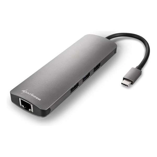 Sharkoon USB 3.0 Type C Combo Adapter interfacekaart/-adapter HDMI,RJ-45,USB 3.0