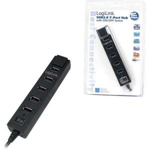 LogiLink 7 Port Hub, USB 2.0 actief Zwart