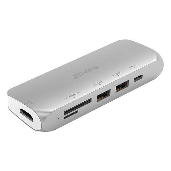 Orico USB-C Hub  4K HDMI, PD, 2x USB 3.0 - Aluminium - Zilver