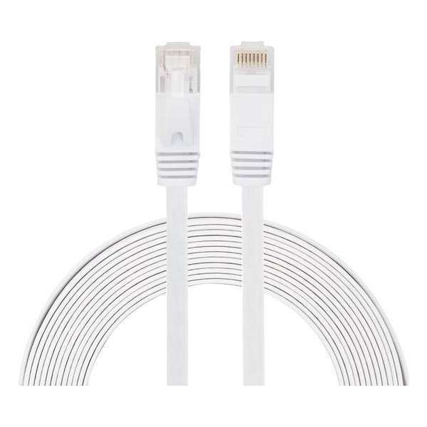 10m CAT6 Ultra dunne Flat Ethernet netwerk LAN internet kabel (1000Mbps) - Wit