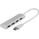 Deltaco UH-484 4-Poorts USB 3.0 hub Windows & macOS aluminium zilver