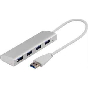 Deltaco UH-484 4-Poorts USB 3.0 hub Windows & macOS aluminium zilver