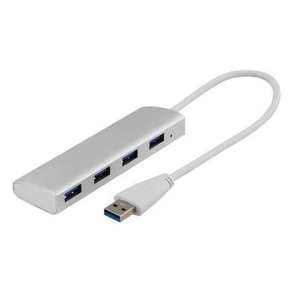 Deltaco UH-484 4-Poorts USB 3.0 hub Windows & macOS aluminium zilver