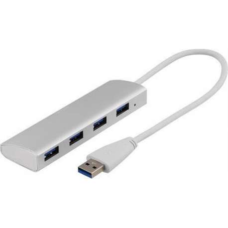 Deltaco UH-484 4-Poorts USB 3.0 hub Windows & macOS aluminium zilver