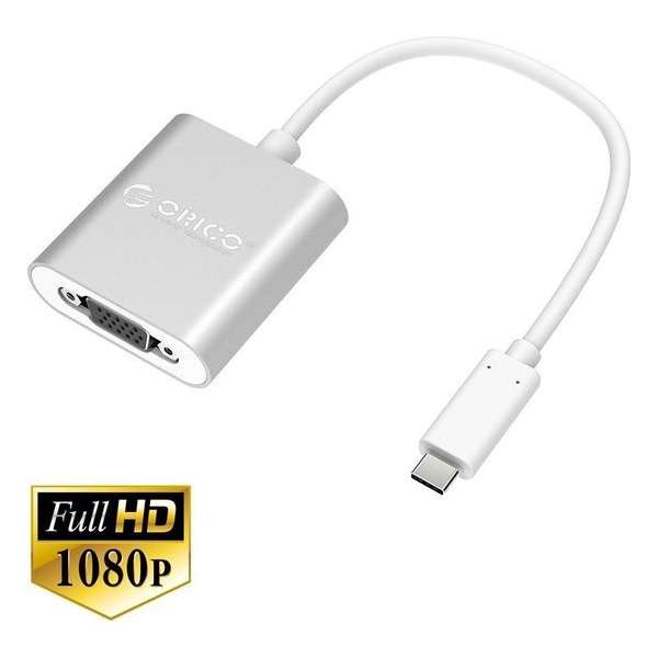 Orico - Aluminium type-C naar VGA adapter – Full HD – 15CM Kabel – Zilver