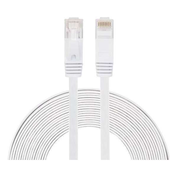 8m CAT6 Ultra dunne Flat Ethernet netwerk LAN kabel (1000Mbps) - Wit