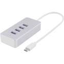 Deltaco USBC-HUB7 USB-C 4-poorts hub met 4 x USB 3.1 USB-A poorten Windwos macOS of chromeOS aluminium zilver