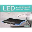 LED muismat met 4-poorts USB hub