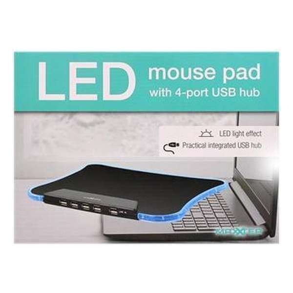 LED muismat met 4-poorts USB hub