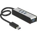 DeLOCK USB hub met 4 poorten - USB3.0 - busgevoed / zwart - 0,30 meter