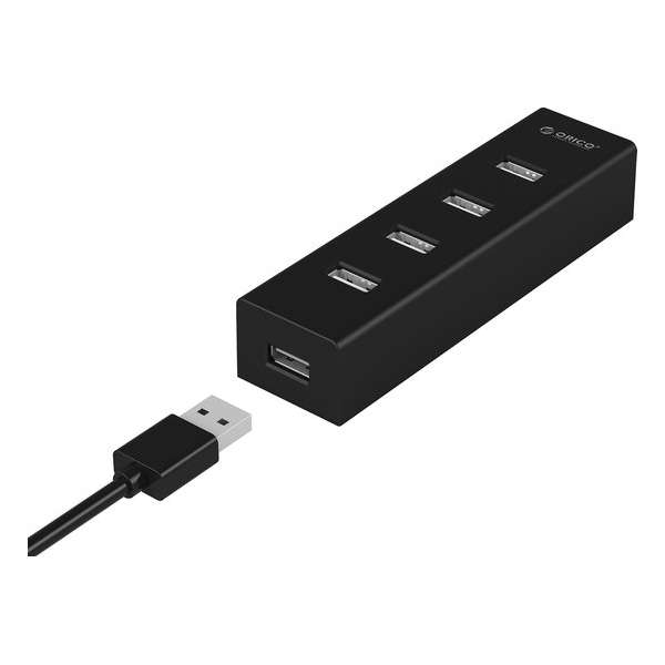 Orico - USB 2.0 hub met 4 poorten in mat zwart design met 20cm USB 2.0 datakabel