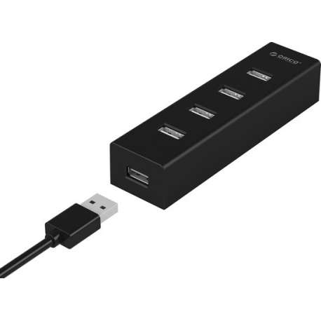 Orico - USB 2.0 hub met 4 poorten in mat zwart design met 20cm USB 2.0 datakabel