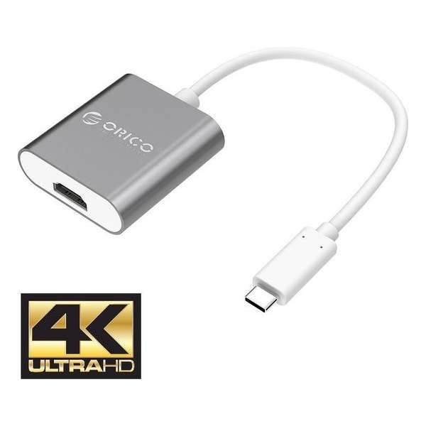 Orico USB-C naar 4K HDMI adapter  Ultra HD - Aluminium - Grijs